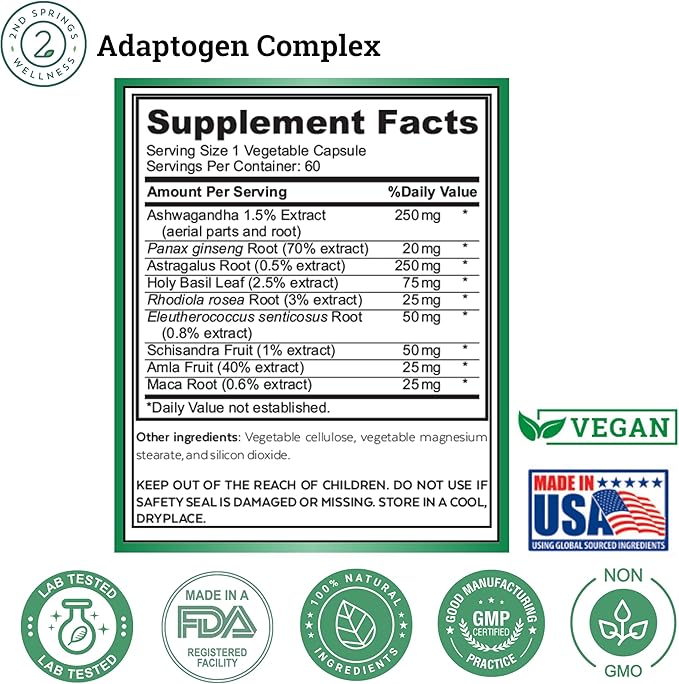 Adaptogen Complex Calmness, Energy and Vitality Booster 60 Vegetarian