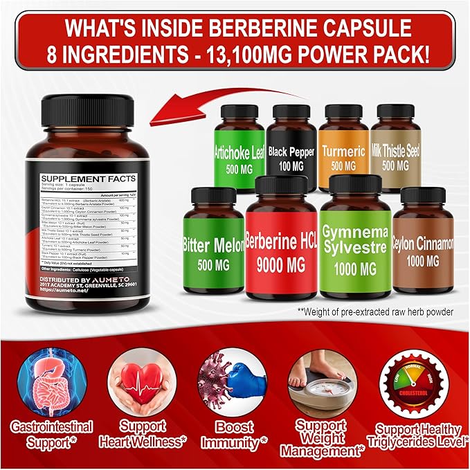 8 in 1 Berberine Supplement 13100mg per
