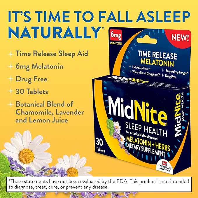 MidNite Time Release 6mg Melatonin 30 1.5mg Melatonin 30 Cherry