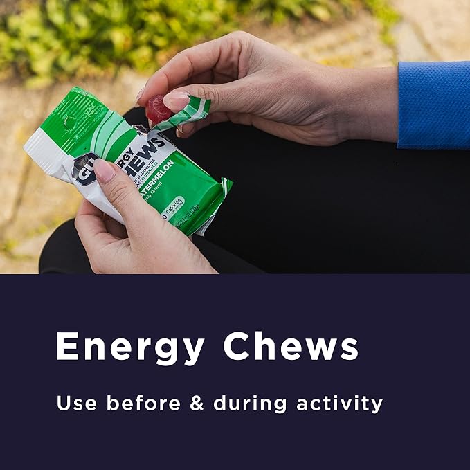 GU Energy Chews, Rainbox Mix Energy Gummies with Electrolytes, Vegan, Gluten-Free, Kosher, Caffeine Free, and Dairy-Free On-The-Go Energy for Any Workout, 12 Bags (24 Servings Total)
