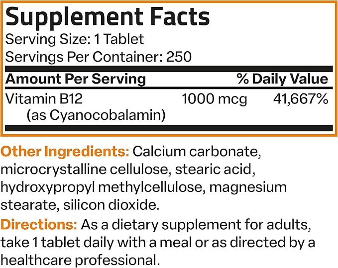 Bronson Vitamin B12 1000 mcg (B12 250 Count