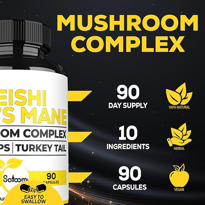 Satoomi 10in1 Reishi Mushroom Capsules 5000Mg 10in1 Mushroom 90 Capsules 3 Months