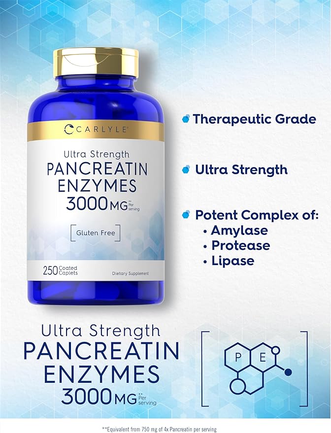 Carlyle Pancreatin Digestive Enzymes 3000mg | 250 Caplets