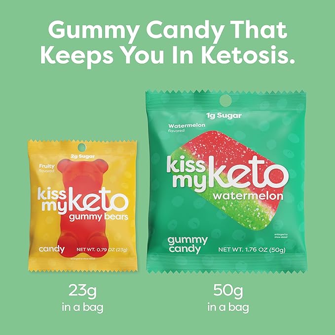 Kiss My Keto Gummies Candy – Low Carb Watermelon Candy Gummy, Keto Snack Pack – Healthy Candy Gummys – Vegan Candy, Keto Gummy Candy – Keto Candy Gummies (6-pack)
