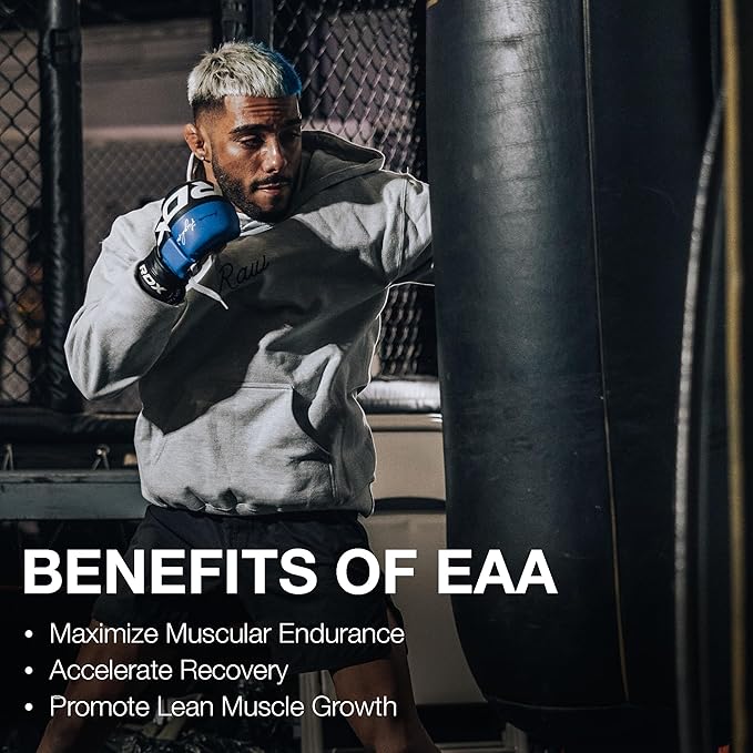 RAW EAA Amino Acids Powder, Kiwi Blueberry (25 Servings) - Pre Workout Amino Energy Powder for Strength, Endurance, Recovery & Lean Muscle Growth - BCAA Amino Acids Supplement for Men & Women