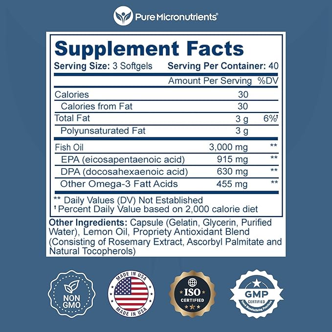 Pure Micronutrients - Omega 3 Fish 3000mg, Triple 120 Softgels