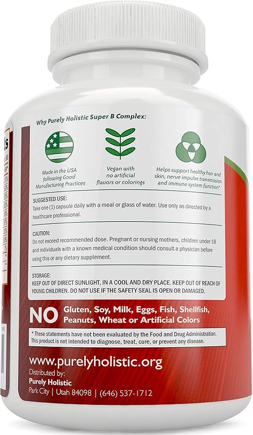Vitamin B Complex 8 Super B1, B2, B2, B3, B3, B5, B5, B6, B6, B8, B8, B9 B9 & B12 - B100 Complex 180 Vegan 6 Month
