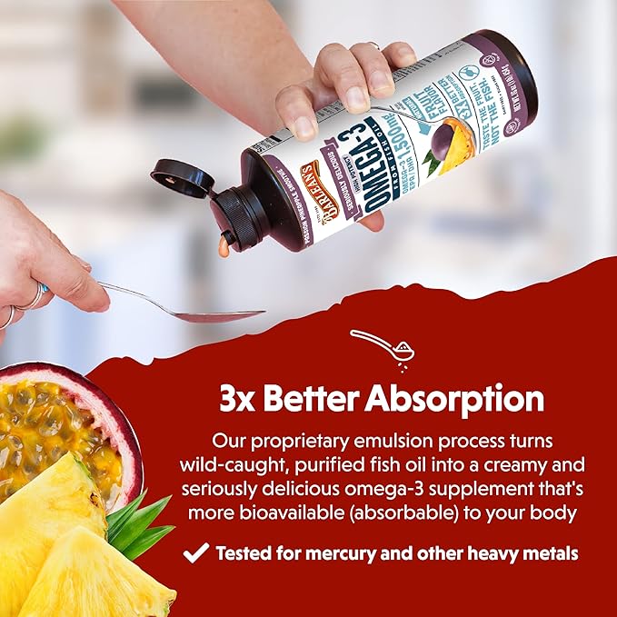 Barlean's Passion Pineapple High Potency Omega 3 Fish 1500mg EPA 16 oz
