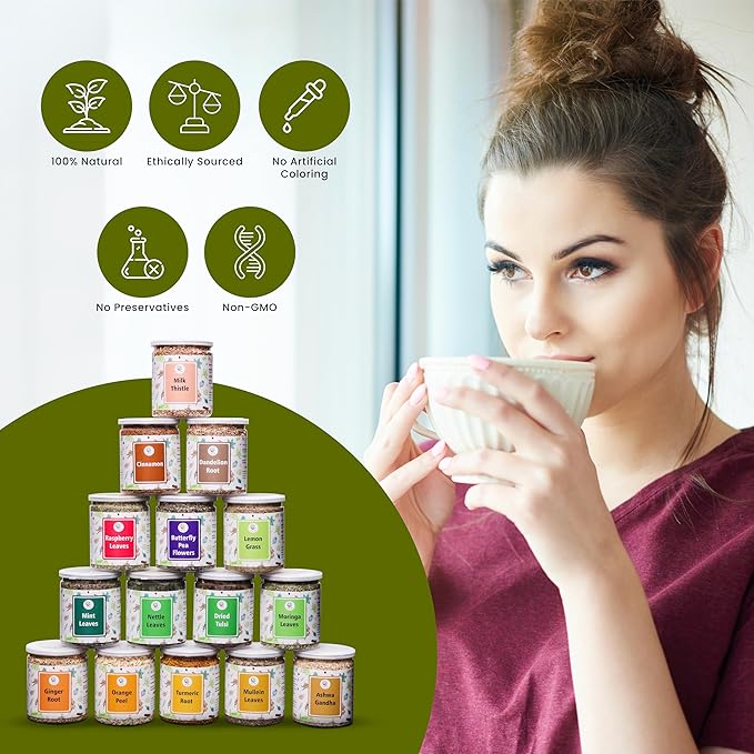 Assorted Loose Leaf Tea 15 Delightful 900 Servings 100% Raw