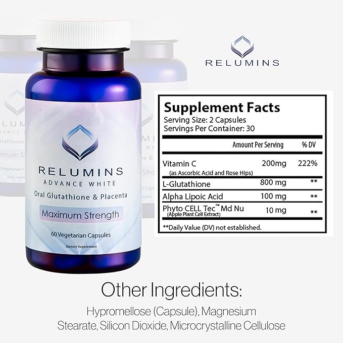 Relumins Advanced White Oral Glutathione Brightening 60 Capsules 3 Bottles