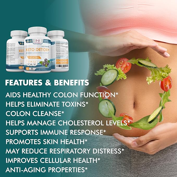 Detox Cleanse for Weight Loss - Natural Gut & Intestinal Cleanse Pills - Proprietary Blend with Psyllium Husk - Keto Detox for Women & Men - Non-GMO, NSF Certified, Made in USA - 60 Capsules
