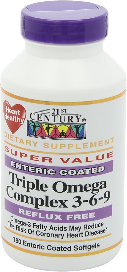 21st Century Dietary Supplement Triple Omega 3-6-9 Enteric 180-Count Bottles 2)