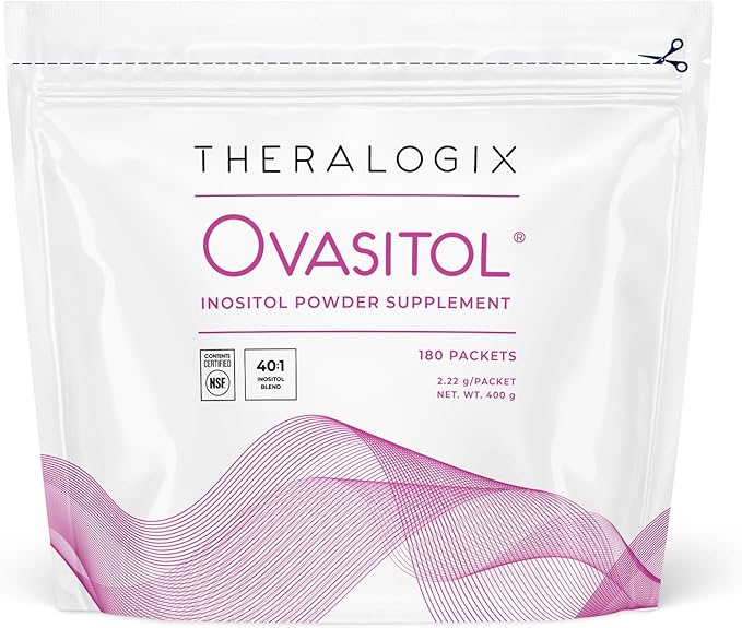 Theralogix Ovasitol Inositol Powder Packets - 90-Day Supply - Myo-Inositol & D-Chiro Inositol for Hormone Balance & Ovarian Function Support* - NSF Certified - 180 Packets