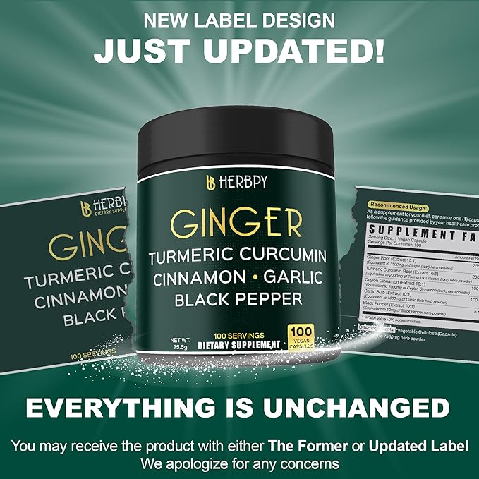 5in1 Ginger Supplement 7550mg with Ceylon 100 Vegan