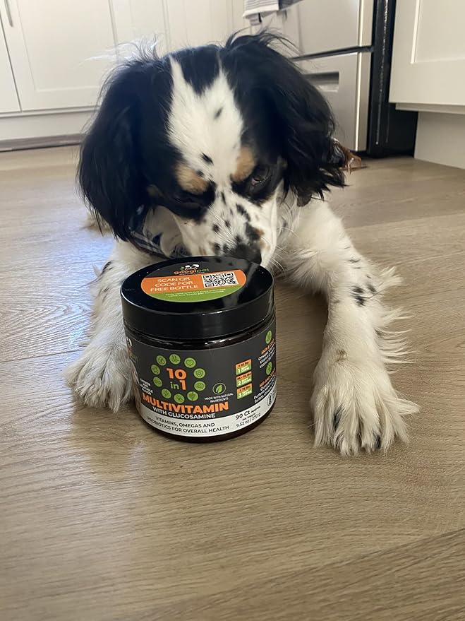 Googipet Premium 10 in 1 Dog Vitamins Multivitamin Chewable w/Dog Probiotics for Gut Health, Dog Vitamins and Supplements w/Vitamin C & Glucosamine for Joint Support (Peanut Butter & Pumpkin Flavor)