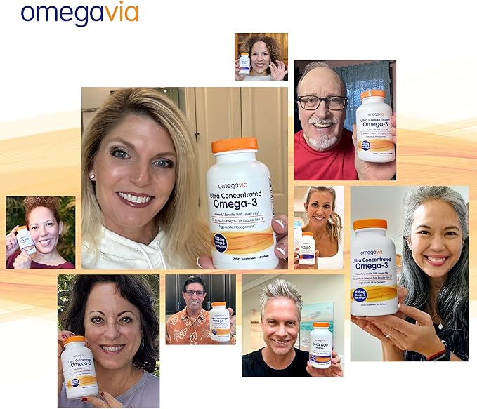 OmegaVia Ultra Concentrated Omega 3 Fish 60 Softgels, 3 Fish 1135 mg Omega3, No 5-Star