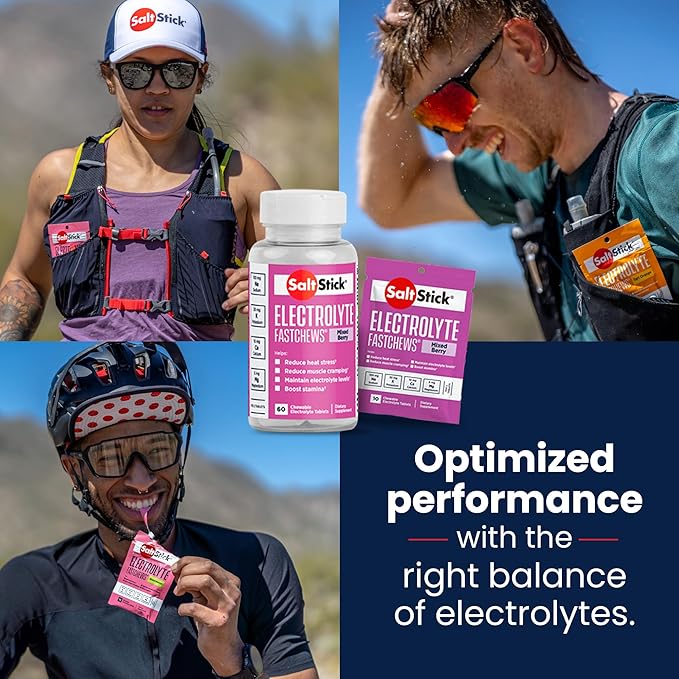 SaltStick Electrolyte FastChews Chewable Tablets | 120 Count - Mixed Berry | Salt Tablets for Runners, Sports Nutrition, Hydration Tablets, Electrolyte Chews | 12 Packets of 10 Tablets Each