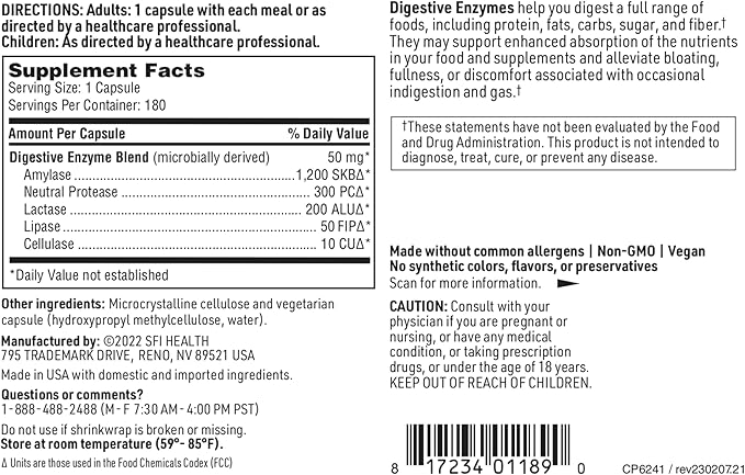 Klaire Labs Digestive Enzymes (180 Capsules)