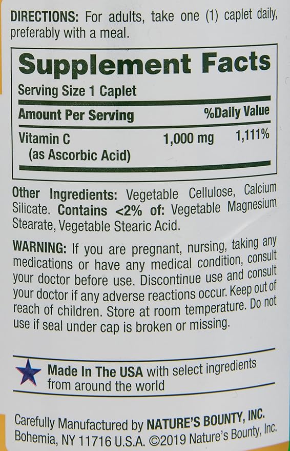 Nature's Bounty Vitamin C 1000mg, Immune 2 Pack, 100 Caplets
