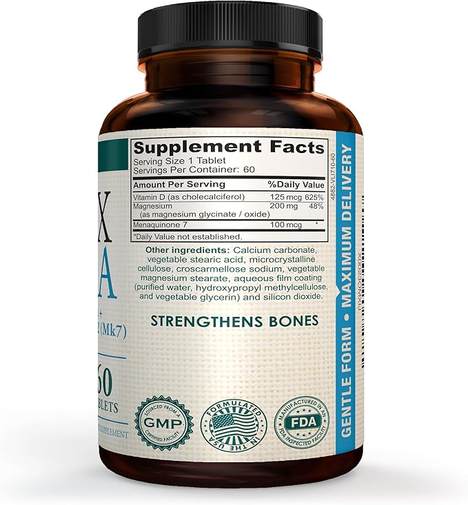 BONEX Ultra Supplement D3, Vitamin K2 (MK7) (MK7) & 60 Tablets 2 Month