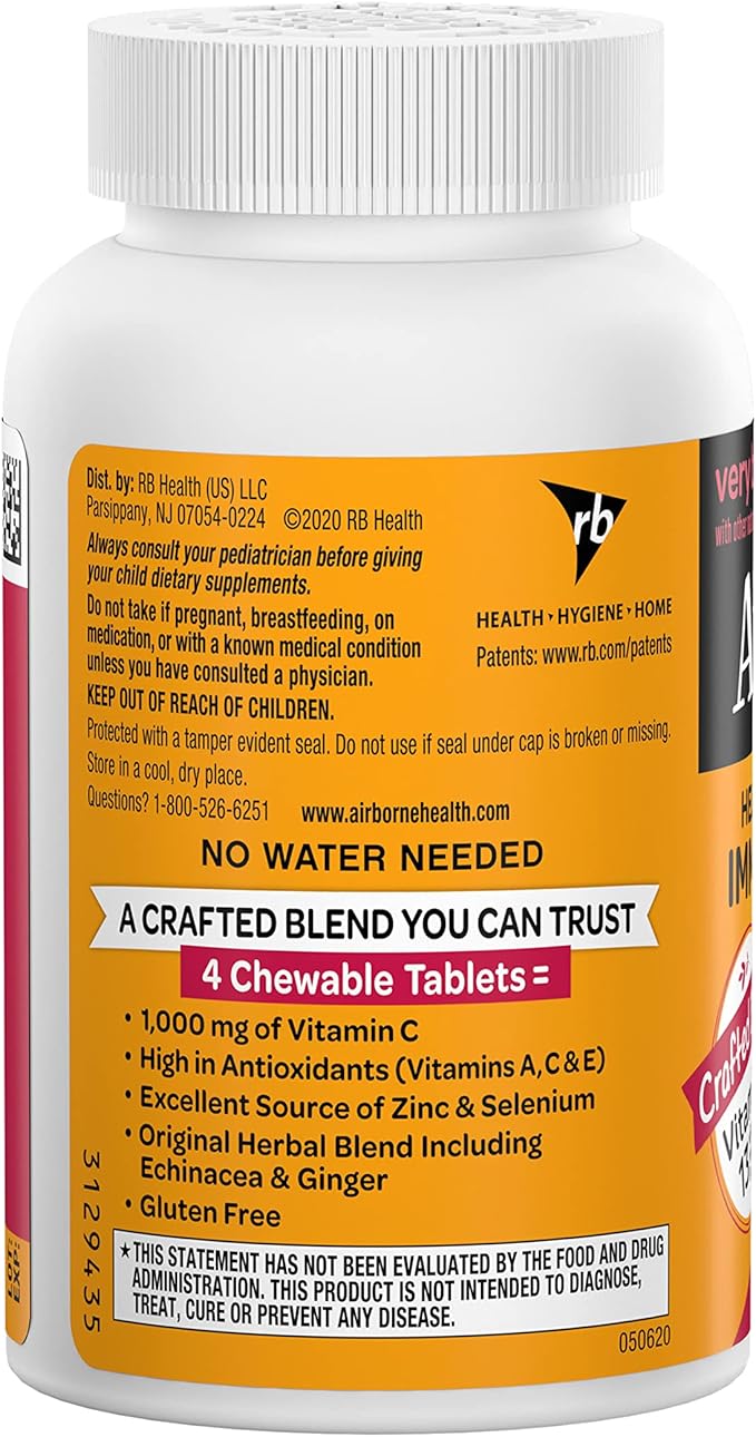 Airborne 1000mg Vitamin C Chewable Tablets 96 Chewable