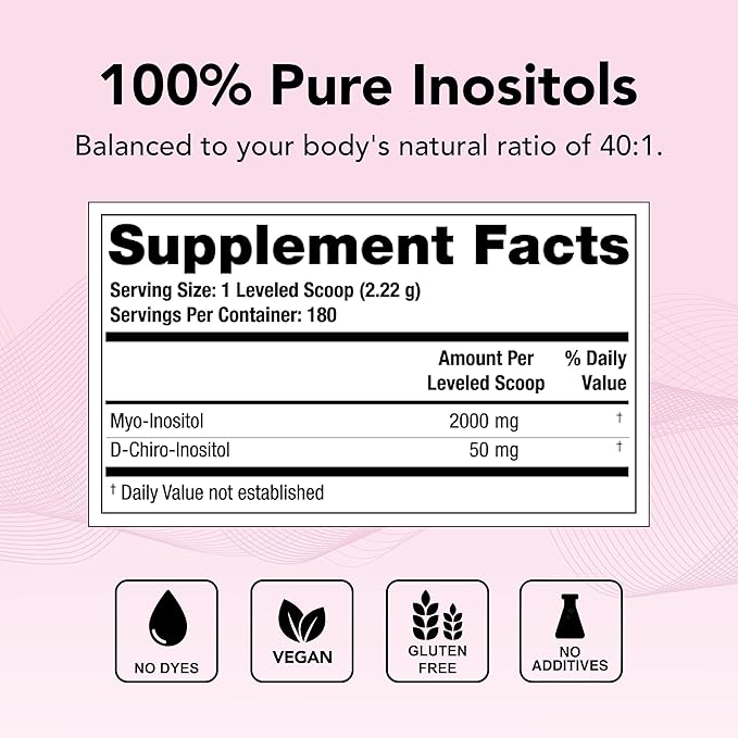 Theralogix Ovasitol Inositol Powder - 90-Day Supply - Myo-Inositol & D-Chiro Inositol for Hormone Balance & Ovarian Function Support* - NSF Certified - 400 g (180 Servings)