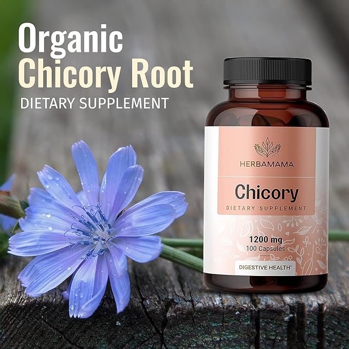 HERBAMAMA Organic Chicory Root Supplement 100 Capsules