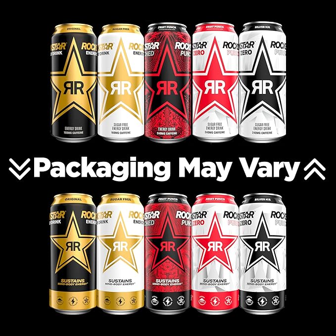 Rockstar Energy Drink Punched Watermelon, 16oz Cans (12 Pack) (Packaging May Vary)