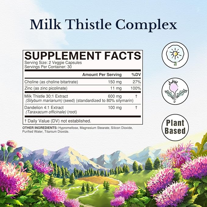 VITALITOWN Milk Thistle Complex 30X Extract 80% Silymarin 600 mg 60 Veggie