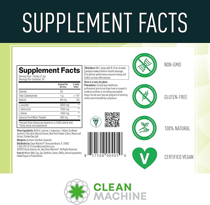 Clean BCAA - 2:1:1 Food Sourced 30 Servings (30, Fruit