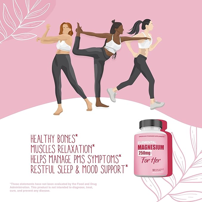 Magnesium Glycinate for Women, Elemental 250mg 90 Day