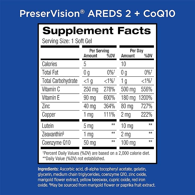 PreserVision AREDS 2 Eye Vitamins CoQ10 for 100 Softgels