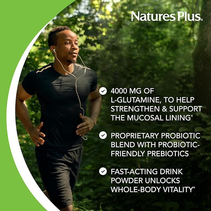 Natures Plus GI Natural Drink Powder - 6.14 Ounce, Vegetarian Powder - Dietary Supplement for Total Digestive Wellness - Probiotics, Prebiotics, Enzymes - Gluten-Free - 30 Servings