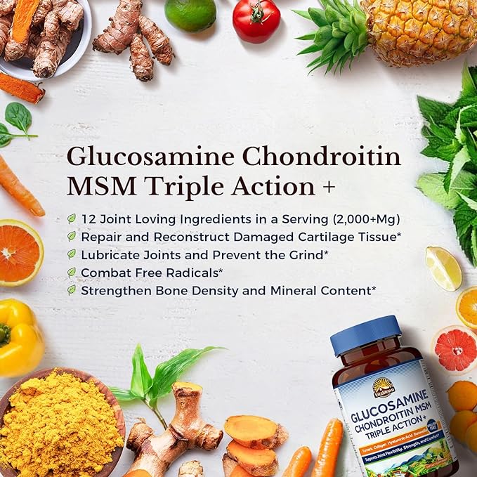 VITALITOWN Glucosamine Chondroitin MSM 12 Joint-Loving 90 Tablets,