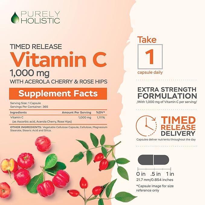 Purely Holistic Vitamin C 1000mg, 365 12 Month 2 Stage