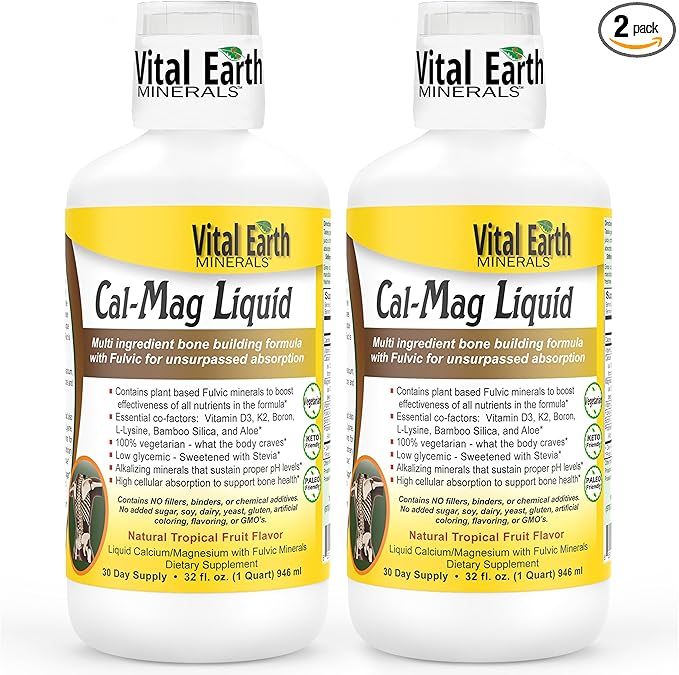 Vital Earth Minerals Cal-Mag Liquid – D3, K2, K2, Boron, 32 Oz 1 Oz