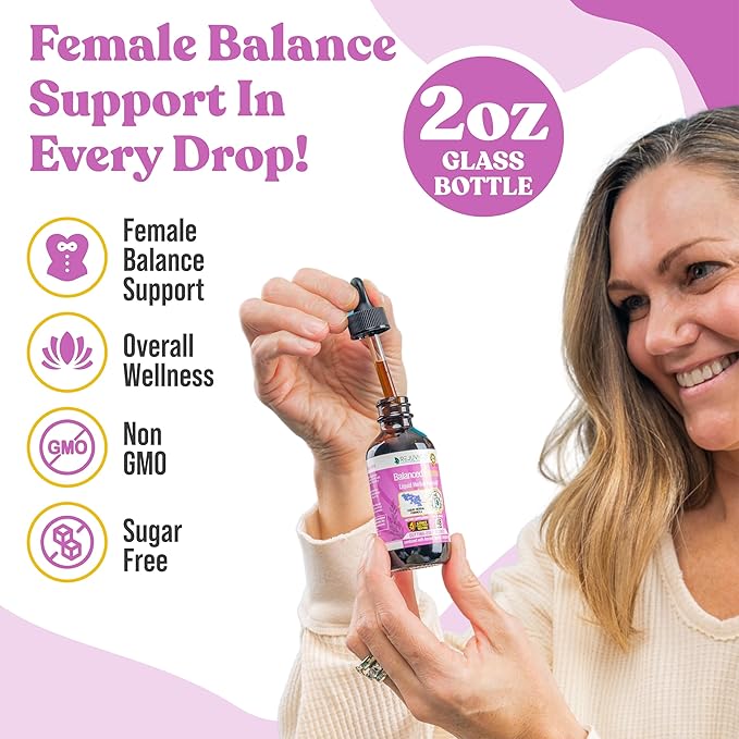 Rejuvica Health Balanced Femme - Advanced Female Balance Support Supplement - Liquid Delivery for Better Absorption - Vitex, Dong Quai, Black Cohosh, Maca Wild Yam & More!