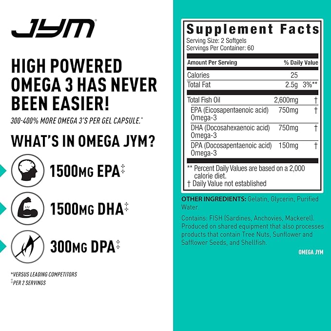 Omega JYM Fish Oil 2800mg, High 3, EPA, 120 Soft