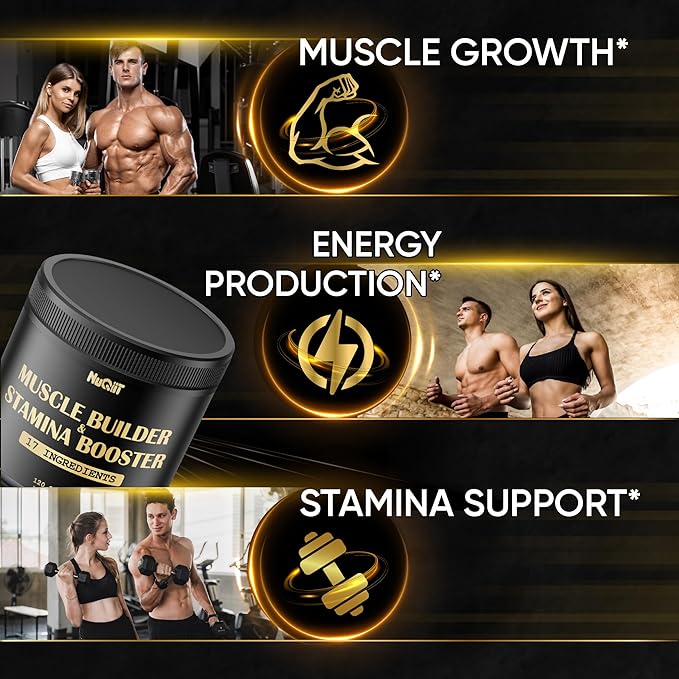 Muscle Builder Supplement with Creatine Monohydrate 500mg Tongkat 3000mg & 120 Capsules 2-Month Supply