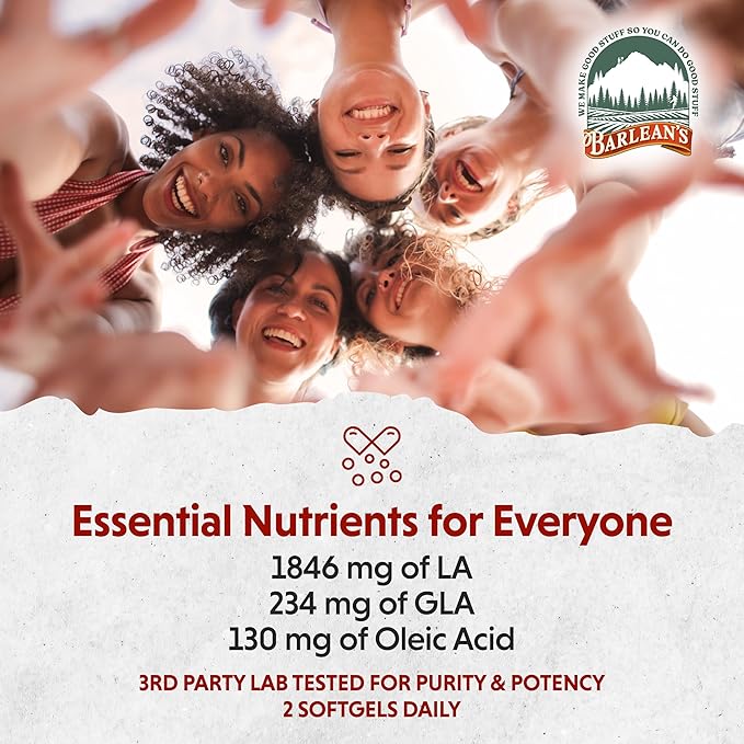 Barlean's Evening Primrose Oil Capsules, GLA 1300mg Softgels, 120 Count