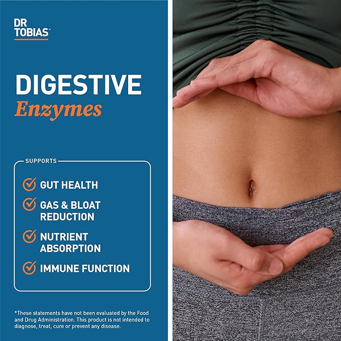 Dr. Tobias Digestive Enzymes with Amylase, 18 Enzymes 60 Capsules, 30 Servings