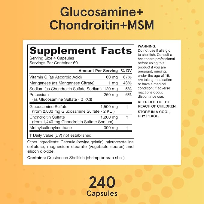 Jarrow Formulas Glucosamine + Chondroitin + 240 Capsules- 60 Servings- 12
