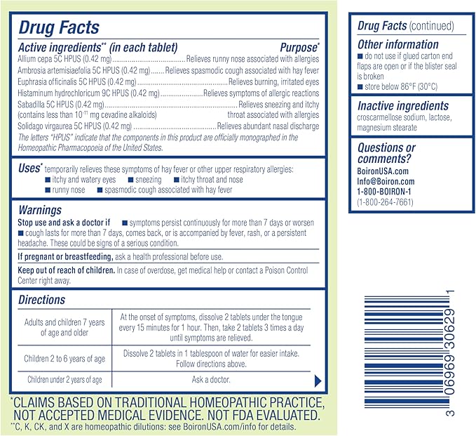 Boiron AllergyCalm Tablets for Relief from 120 Count