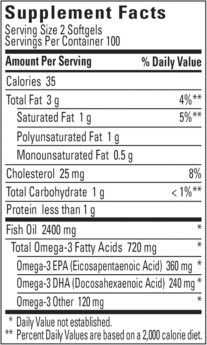 Burp-Less Fish Oil 1200 mg, 200 3 Supplement