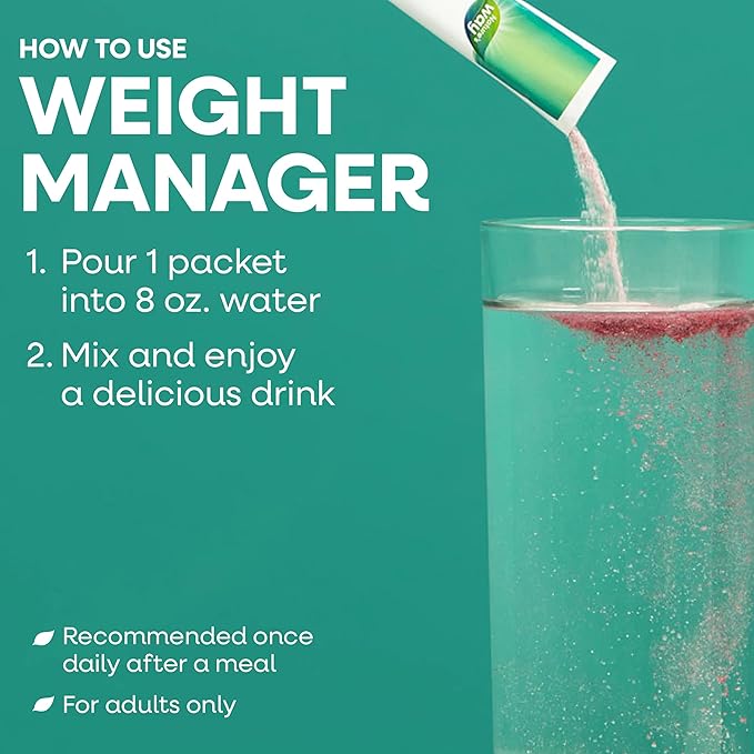 Nature’s Way Weight Manager Drink Mix, Helps Manage Cravings & Promotes Abdominal Fat Loss‡, with Clinically Studied Ingredients, Plant-Based Fiber, No Sugar Added, Mixed Fruit Flavored, 30 Packets