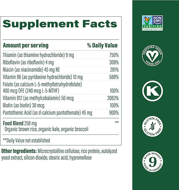 MegaFood Balanced B Complex 8 B B6, Vitamin B12, Folate, 90 Tabs