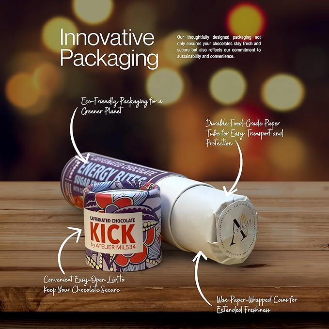 KICK Milk Chocolate Energy Bites (16 bites) - Caffeine Boost, Prebiotic Enhanced, Artisan Crafted