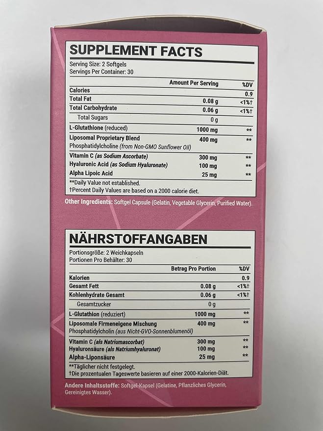 Liposomal Glutathione Softgels 1500MG, Reduced Glutathione 480 Softgels