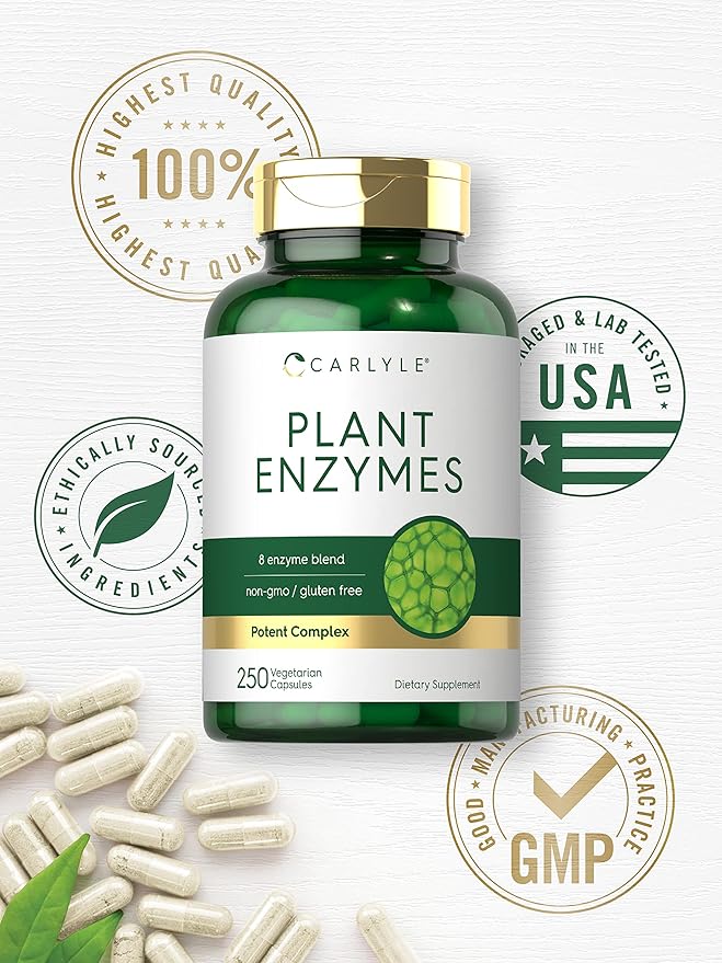 Carlyle Plant Enzymes with Protease, Papain, 250 Capsules