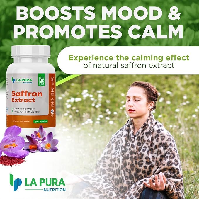 Pure Saffron Extract 88.5 mg Supplement, 60 Capsules